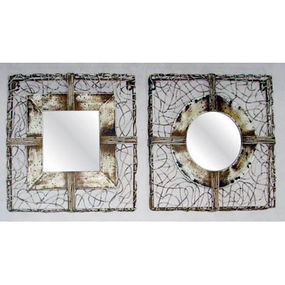 Set of 2 Wire Work Mirrors - Click Image to Close
